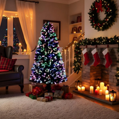 Kunstmatige scharnierende kerstboom met groene standaard 210 cm