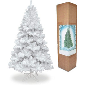 SHATCHI 6FT Alaskan Pine White Christmas Tree with Metal Stand