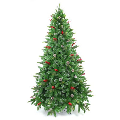 Shatchi 6Ft Stockholm Pine Artificial Designer Christmas Tree Berries & Frosted Cones Mixed Price Comparisons | Compare The Build