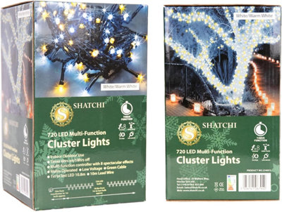 Shatchi 720 Christmas Tree Cluster Lights Warm and Cool White