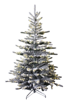 Shatchi 7FT Christmas Tree Pre Lit Flocked Snow Covered Luxury Hinged Xmas Home Decore