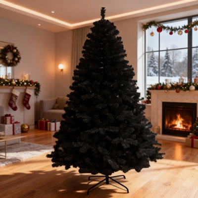 Shatchi Alaskan Pine Black Christmas Bushy Looking Artificial Tree with ...