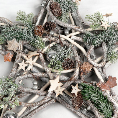 Shatchi B/O Wooden STAR Hanging Decorations With 20 LEDs 45Cm Price Comparisons | Compare The Build