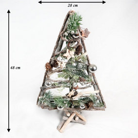 Shatchi B/O Wooden Treee With 20 LEDs Rustic Xmas tree decoraion  28X48CM