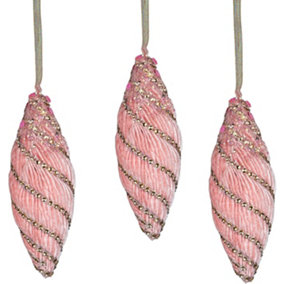 Shatchi Baby Pink Nut Bauble 15cm - Christmas Tree Hanging Decorations Ornaments Themed,3pcs