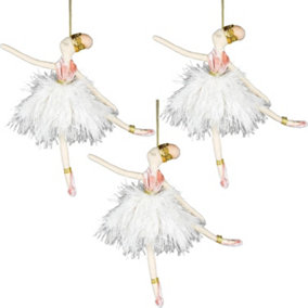Shatchi Ballerina White 14x20cm - 3Pcs Christmas Hanging Decorations