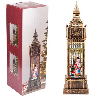 Shatchi Big Ben Clock Tower Christmas Musical Snow Globe Lantern Snowman Scene Price Comparisons | Compare The Build