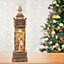 Shatchi Big Ben Clock Tower Christmas Musical Snow Globe Lantern Snowman Scene