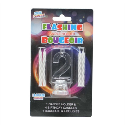 Shatchi Birthday Candle Number 2 Flashing Colour Changing with 4 Candle Cake Decoration