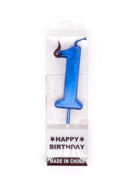 Shatchi Blue 1 Number Candle  Birthday Anniversary Party Cake Decorations Topper