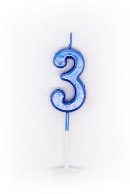 Shatchi Blue 3 Number Candle  Birthday Anniversary Party Cake Decorations Topper