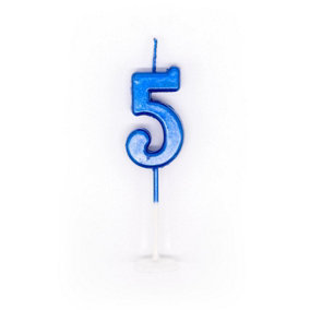 Shatchi Blue 5 Number Candle  Birthday Anniversary Party Cake Decorations Topper
