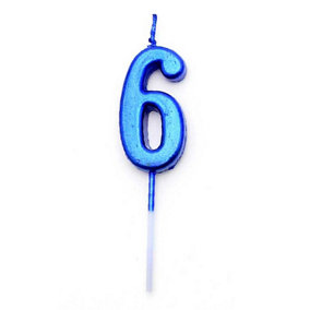 Shatchi Blue 6 Number Candle  Birthday Anniversary Party Cake Decorations Topper