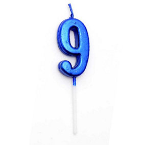 Shatchi Blue 9 Number Candle  Birthday Anniversary Party Cake Decorations Topper