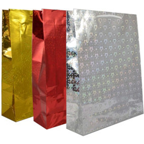 SHATCHI Bulk Buy Wholesale 25pcs Assorted Colours Holographic Gifts Large Size Christmas Birthday Present