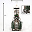 SHATCHI Christmas Decoation Battery Operated Wooden House Green Tabletop Decorated with Berries, Pines and Small Warm White Bulbs