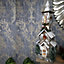 SHATCHI Christmas Decoation Battery Operated Wooden House Tabletop Decorated with Berries, Pines and Small Warm White Bulbs