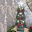 SHATCHI Christmas Decoration Gift Battery Operated Green Tree Tabletop Decorated with Berries, Pines and Small Warm White Bulbs