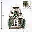 SHATCHI Christmas Decoration Gift Battery Operated Wooden House Tabletop Decorated with Berries, Pines and Small Warm White Bulbs