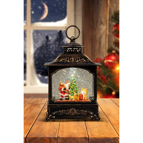 SHATCHI Christmas Lantern Wooden White Stainless Steel Warm LED Light Xmas Home Decorations
