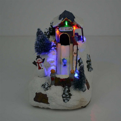 SHATCHI 40 cm LED pre-illuminato decorato con foglie pigne bacche 3D scena di Natale nordico forma rettangolare cornice in legno decorazioni da tavolo natale ornamento regali