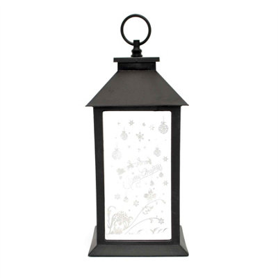 Shatchi Christmas LED Warm White Lantern Lamp Black PVC Frame with ...