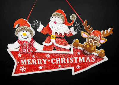 SHATCHI Christmas Table Top Figures Window Wall Door Holiday Home Xmas Glitter Foam Showpiece Decorations, Grey, 41cm