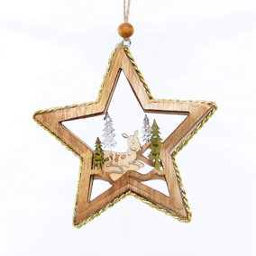 Shatchi Christmas Tree Hanging Decoration Lying Deer Star Shape