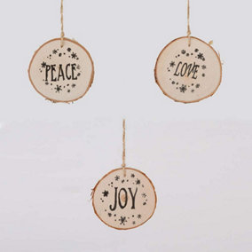 SHATCHI Christmas Tree Ornaments Wooden Aesthetic Hanging Decorations Round Shape 3Pcs