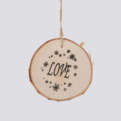 SHATCHI Christmas Tree Ornaments Wooden Aesthetic Hanging Decorations Round Shape 3Pcs - 3