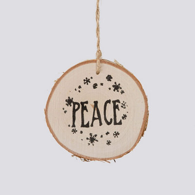 SHATCHI Christmas Tree Ornaments Wooden Aesthetic Hanging Decorations Round Shape 3Pcs - 4