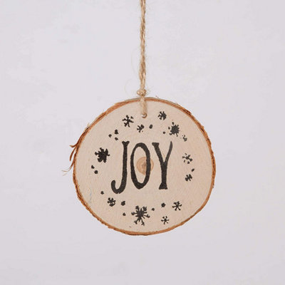SHATCHI Christmas Tree Ornaments Wooden Aesthetic Hanging Decorations Round Shape 3Pcs - 5