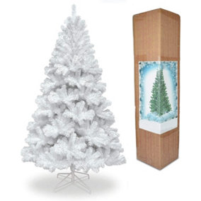 Shatchi Christmas White  Bushy Looking 12Ft Artificial Tree Metal Stand