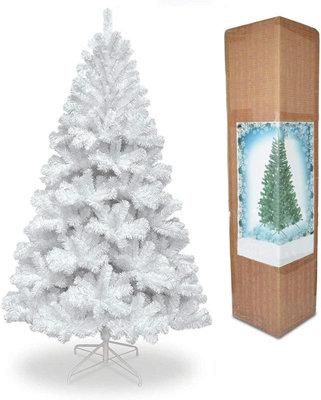 Shatchi Christmas White Bushy Looking 7Ft Artificial Tree Metal Stand