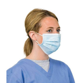 Shatchi disposable facial mask with ear loop, 3 lint, blue, 30pieces