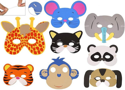 SHATCHI Eva Foam Animal Face Masks For Kids Party Bag Fillers Masquerade, Christmas Fancy Dress Accessories ,6pcs