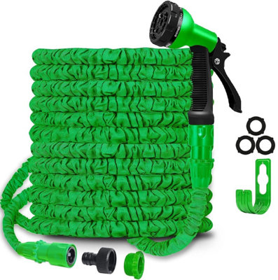 SHATCHI Garden Pipe,Flexible Expanding Magic Hose with 3/4", 1/2" Fittings,8 Functions Spray Nozzle, Blue or Green, 50FT/15m