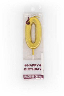 Shatchi Gold 0 Number Candle Birthday Anniversary Party Cake Decorations Topper