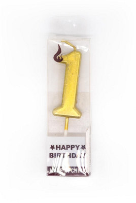Shatchi Gold 1 Number Candle Birthday Anniversary Party Cake Decorations Topper
