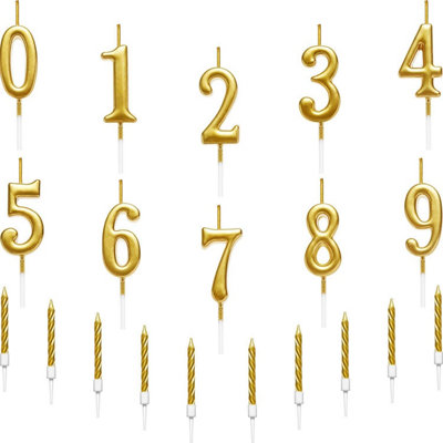 Shatchi Gold 1 Number Candle Birthday Anniversary Party Cake Decorations Topper