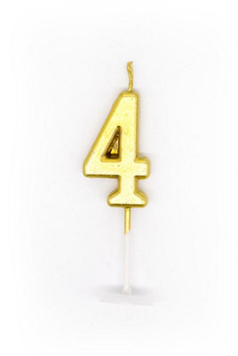 Shatchi Gold 4 Number Candle Birthday Anniversary Party Cake Decorations Topper