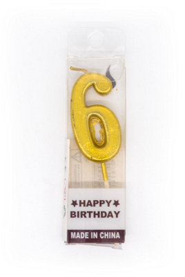 Shatchi Gold 6 Number Candle Birthday Anniversary Party Cake Decorations Topper