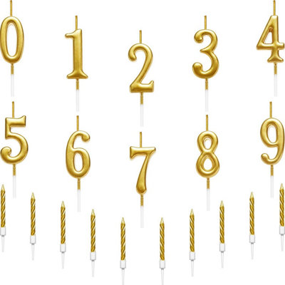 Shatchi Gold 6 Number Candle Birthday Anniversary Party Cake Decorations Topper - 5