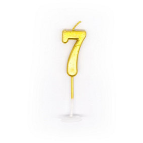 Shatchi Gold 7 Number Candle Birthday Anniversary Party Cake Decorations Topper