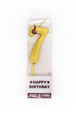 Shatchi Gold 7 Number Candle Birthday Anniversary Party Cake Decorations Topper