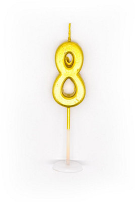 Shatchi Gold 8 Number Candle Birthday Anniversary Party Cake Decorations Topper