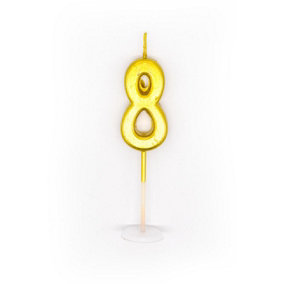 Shatchi Gold 8 Number Candle Birthday Anniversary Party Cake Decorations Topper