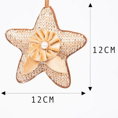 Shatchi Gold Jute star 12cm - Christmas Tree Hanging Decorations ...