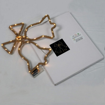 Shatchi Hemp Rope Christmas LED Silhouette Light Bell Shape