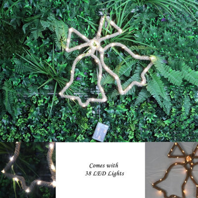 Shatchi Hemp Rope Christmas LED Silhouette Light Bell Shape